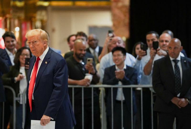 &copy; Reuters. Republican presidential nominee and former U.S. President Donald Trump attends a press conference at Trump Tower in New York City, U.S., September 6, 2024. REUTERS/David Dee Delgado/File Photo