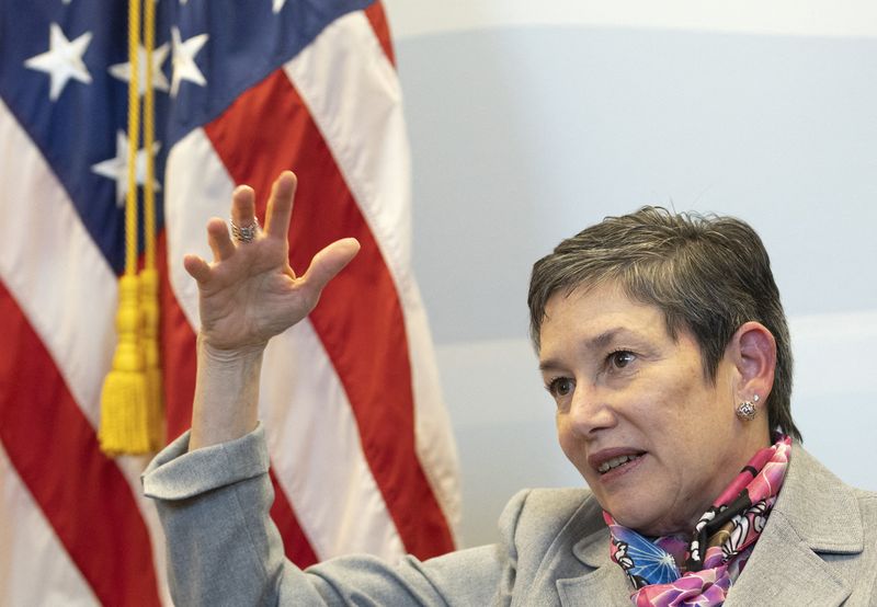 © Reuters. FILE PHOTO: Maria Pagan, U.S. ambassador to the World Trade Organisation (WTO), attends an interview with Reuters in Geneva, Switzerland January 26, 2023. REUTERS/Denis Balibouse/File Photo