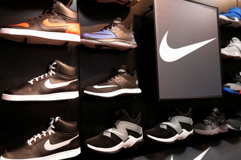 &copy; Reuters. FILE PHOTO: Nike shoes are seen on display in New York, U.S., March 18, 2019. REUTERS/Shannon Stapleton/File Photo