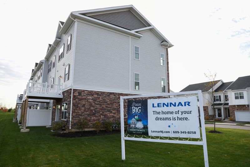 © Reuters. FILE PHOTO: Signage is seen at The Collection at Morristown, a housing development by Lennar Corporation, in Morristown, New Jersey, U.S., November 13, 2021. REUTERS/Andrew Kelly/File Photo