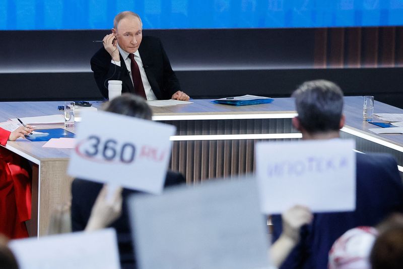 © Reuters. Russia's President Vladimir Putin attends his annual end-of-year press conference and phone-in, in Moscow, Russia December 19, 2024. REUTERS/Maxim Shemetov