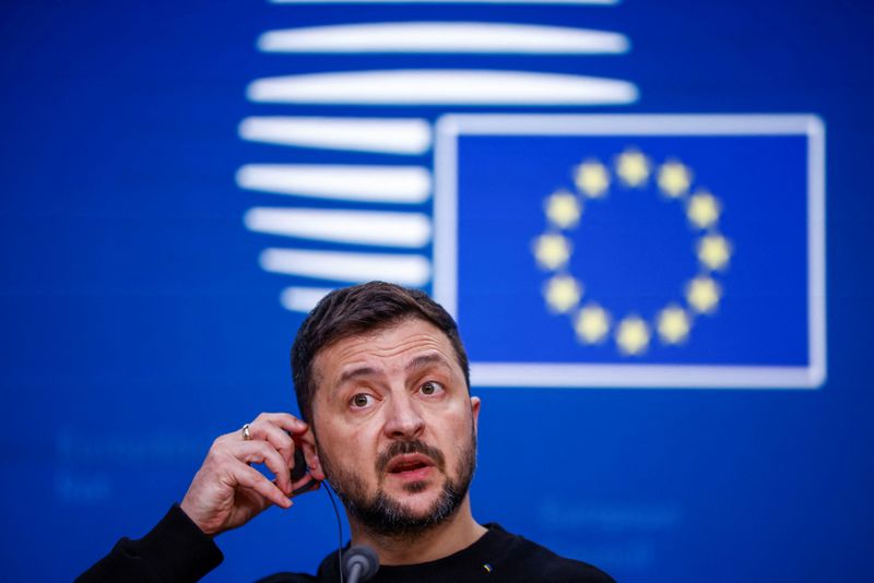 &copy; Reuters. Zelenskiy participa de cúpula da UE, em Bruxelasn19/12/2024nREUTERS/Johanna Geron