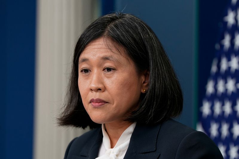 © Reuters. FILE PHOTO: U.S. Trade Representative Katherine Tai attends a press briefing at the White House in Washington, U.S., May 14, 2024. REUTERS/Elizabeth Frantz/File Photo