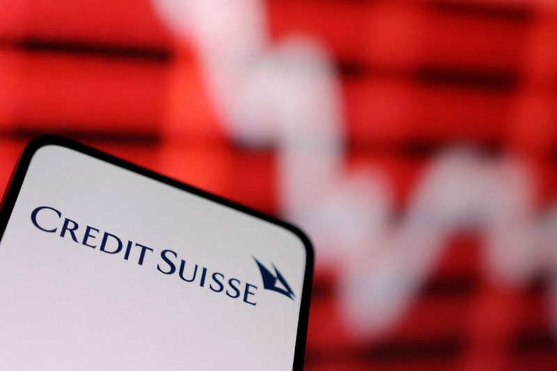 &copy; Reuters. FILE PHOTO: Credit Suisse logo and decreasing stock graph are seen in this picture illustration taken March 16, 2023. REUTERS/Dado Ruvic/Illustration/File Photo