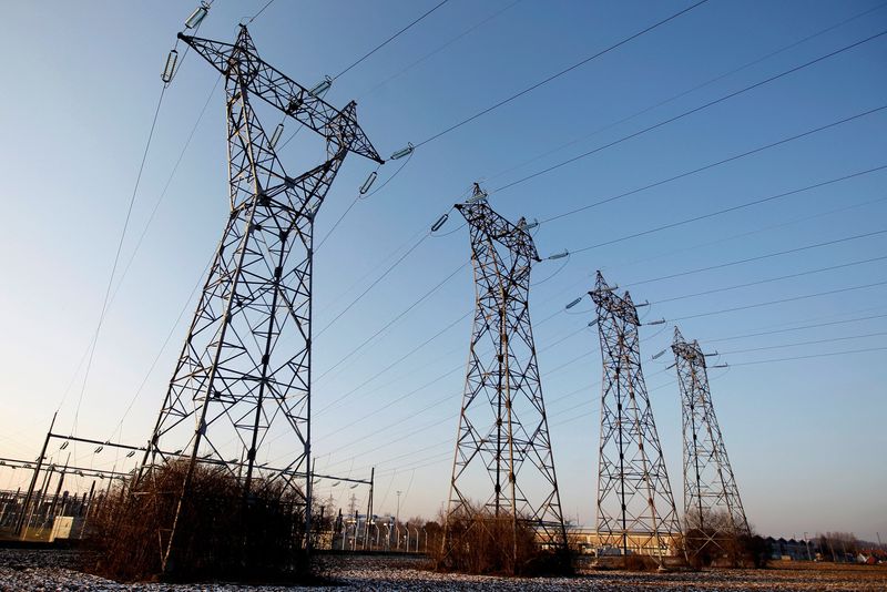 &copy; Reuters. FILE PHOTO: High voltage power lines are seen near Strasbourg February 3, 2012. Bitterly cold weather is expected to push gas and electricity consumption to new record highs in France, France's gas and electricity grids said, as subfreezing temperatures c