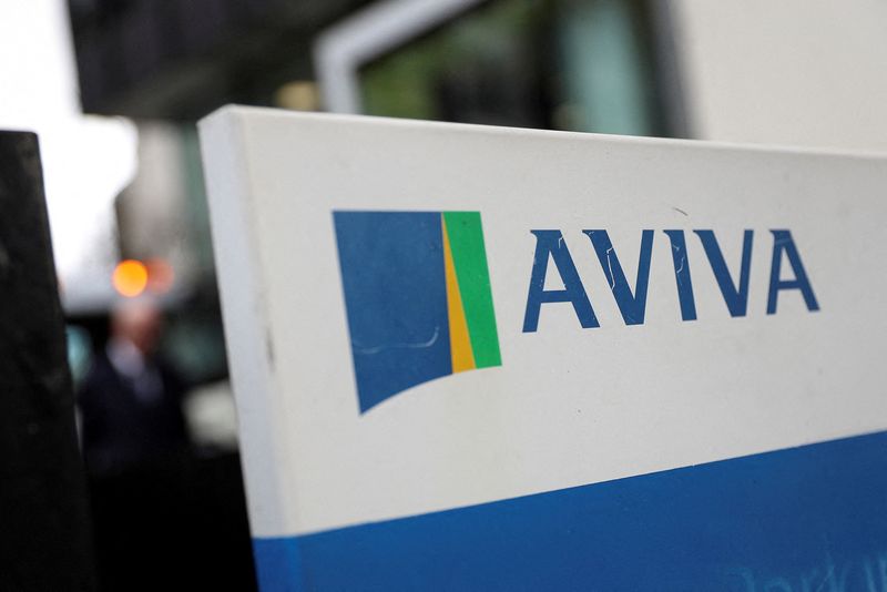 &copy; Reuters. FILE PHOTO: The Aviva logo sits outside the company head office in the city of London, Britain March 7, 2019. REUTERS/Simon Dawson