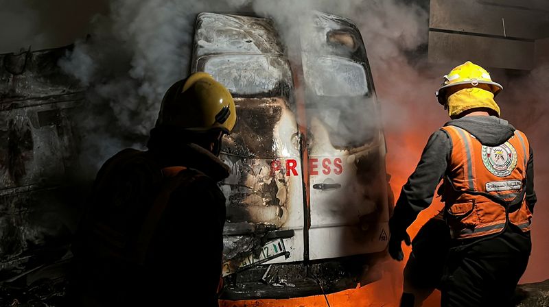 Gaza medics say Israeli strike kills five journalists, Israel says it hit militants