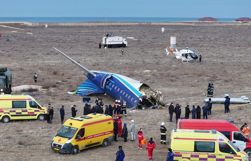 © Reuters. Plane crash, near Aktau, Kazakhstan, December 25, 2024. REUTERS/Azamat Sarsenbayev