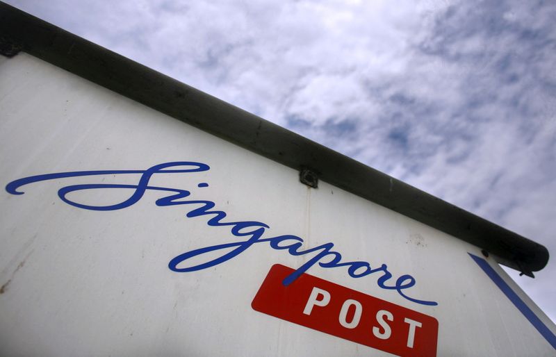 © Reuters. FILE PHOTO: The Singapore Post sign at a post office in Singapore November 2, 2015.  REUTERS/Thomas White/File Photo