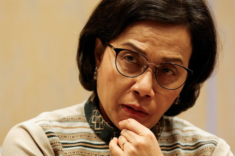 © Reuters. Indonesian Finance Minister Sri Mulyani gestures during an interview with Reuters, ahead of the ASEAN Finance ministers and central bank governors meeting in Jakarta, Indonesia, August 24, 2023. REUTERS/Willy Kurniawan