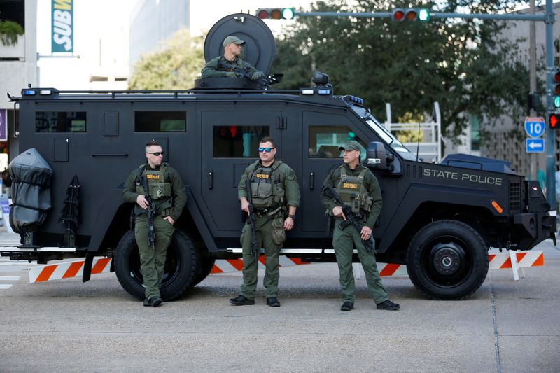 &copy; Reuters. Polícia estadual da Louisiana monta guarda no dia do Sugar Bowl de 2025, em Nova Orleansn02/01/2025nREUTERS/Octavio Jones