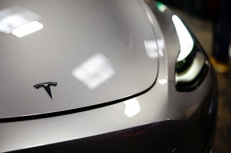 &copy; Reuters. Logo da Tesla em automóvel em Paris, Françan27/10/2024 REUTERS/Sarah Meyssonnier/Arquivo