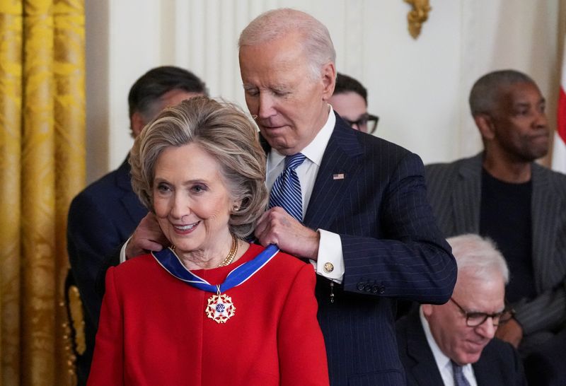 Biden awards Presidential Medal of Freedom to Hillary Clinton, Michael J. Fox, Denzel Washington