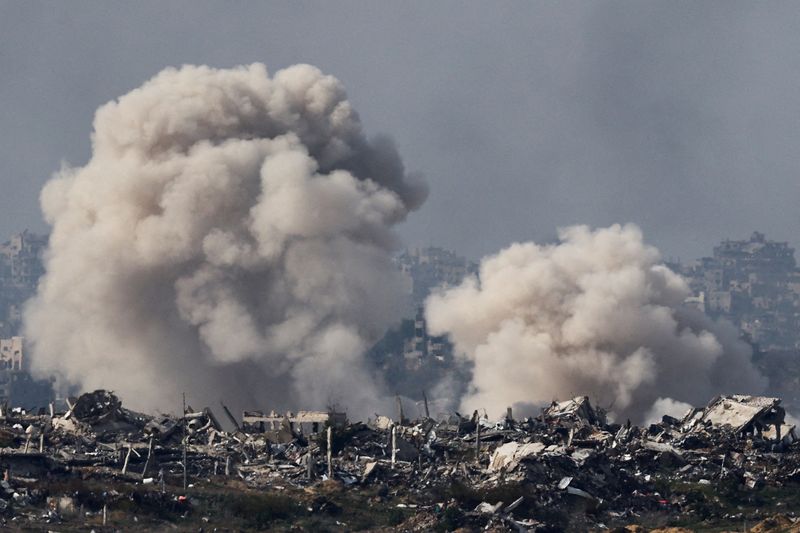 © Reuters. Smoke rises in the Gaza Strip, amid the ongoing conflict between Israel and Hamas, as seen from southern Israel, January 5, 2025. Photograph: Kai Pfaffenbach/Reuters.  