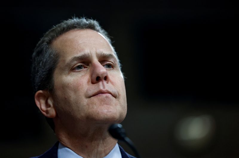 &copy; Reuters. FILE PHOTO: Federal Reserve Board Vice Chair for Supervision, Michael Barr, testifies before a Senate Banking, Housing, and Urban Affairs Committee hearing in Washington, U.S., May 18, 2023. REUTERS/Evelyn Hockstein/File Photo