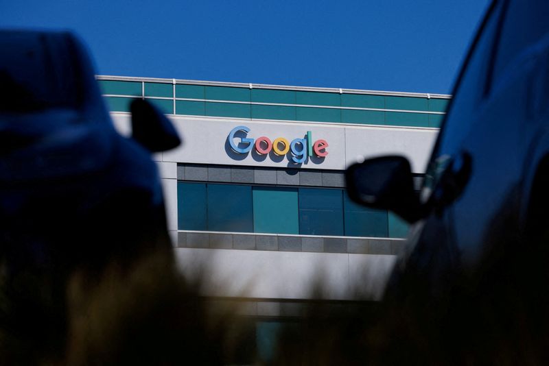 &copy; Reuters. FILE PHOTO: The logo of Google LLC is shown on a building in San Diego, California, U.S., October 9, 2024. REUTERS/Mike Blake/File Photo