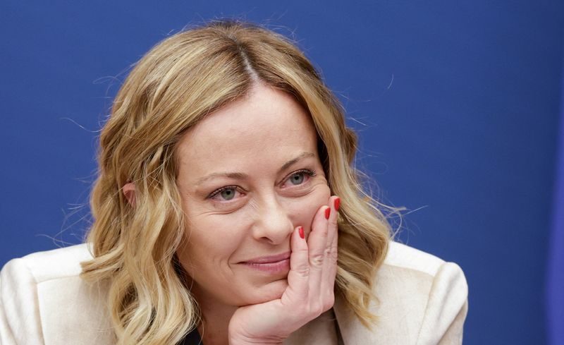 &copy; Reuters. La premier Giorgia Meloni partecipa alla conferenza stampa di fine anno a Roma, Italia, 9 gennaio 2025. REUTERS/Remo Casilli