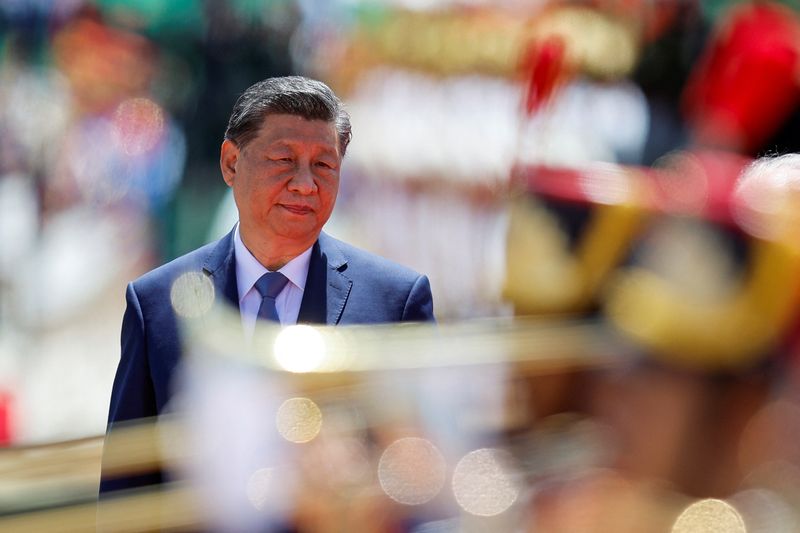 © Reuters. China's President Xi Jinping attends a welcoming ceremony at the Alvorada Palace, in Brasilia, Brazil November 20, 2024. REUTERS/Adriano Machado/File Photo