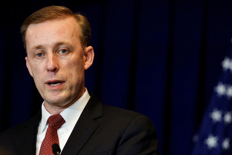 &copy; Reuters. FILE PHOTO: U.S. National Security Adviser Jake Sullivan attends a press conference at the U.S. embassy in Beijing, China August 29, 2024. REUTERS/Tingshu Wang/File Photo