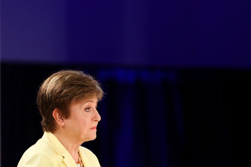 © Reuters. FILE PHOTO: IMF Managing Director Kristalina Georgieva holds a press briefing during the International Monetary Fund (IMF) and the World Bank Group 2024 Fall Meeting in Washington, U.S., October 24, 2024. REUTERS/Kaylee Greenlee Beal/File Photo