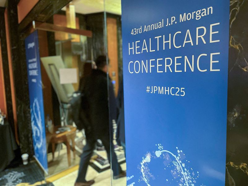 &copy; Reuters. FILE PHOTO: A man leaves the registration room at the 43rd J. P. Morgan Healthcare Conference, in San Francisco, California, U.S., January 12, 2025. REUTERS/Sabrina Valle/File Photo