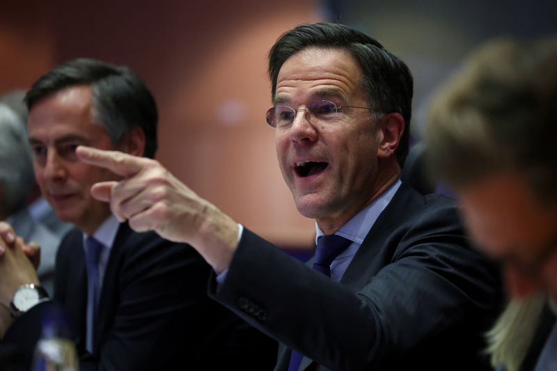 © Reuters. NATO Secretary General Mark Rutte gestures on the day he addresses the European Parliament's Committee on Foreign Affairs in Brussels, Belgium January 13, 2025. REUTERS/Yves Herman