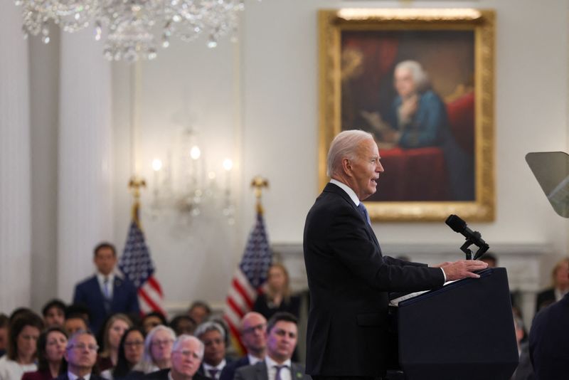 &copy; Reuters. U.S. President Joe Biden delivers a speech at the State Department in Washington, U.S. January 13, 2025. REUTERS/Evelyn Hockstein