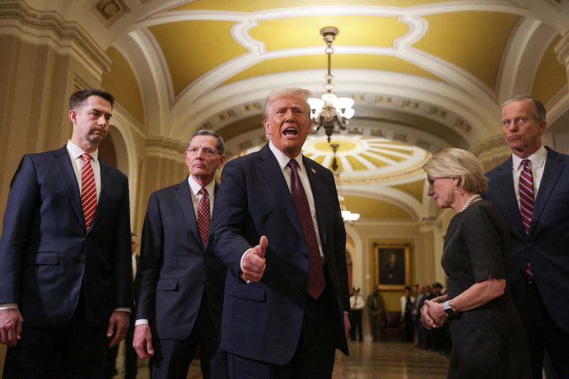 &copy; Reuters. FILE PHOTO: U.S. President-elect Donald Trump speaks after a meeting with Republicans in Congress at the U.S. Capitol building in Washington, U.S. January 8, 2025. REUTERS/Jeenah Moon/File Photo