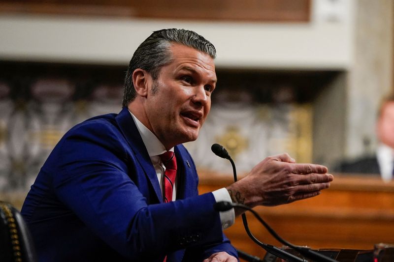 &copy; Reuters. Pete Hegseth, U.S. President-elect Donald Trump's nominee to be secretary of defense, testifies before a Senate Committee on Armed Services confirmation hearing on Capitol Hill in Washington, U.S., January 14, 2025. REUTERS/Elizabeth Frantz