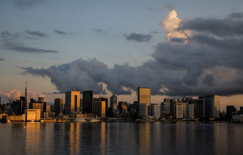 © Reuters. FILE PHOTO: City skyline and harbour are seen at sunrise in Tokyo, Japan July 24, 2021. REUTERS/Maxim Shemetov/File Photo