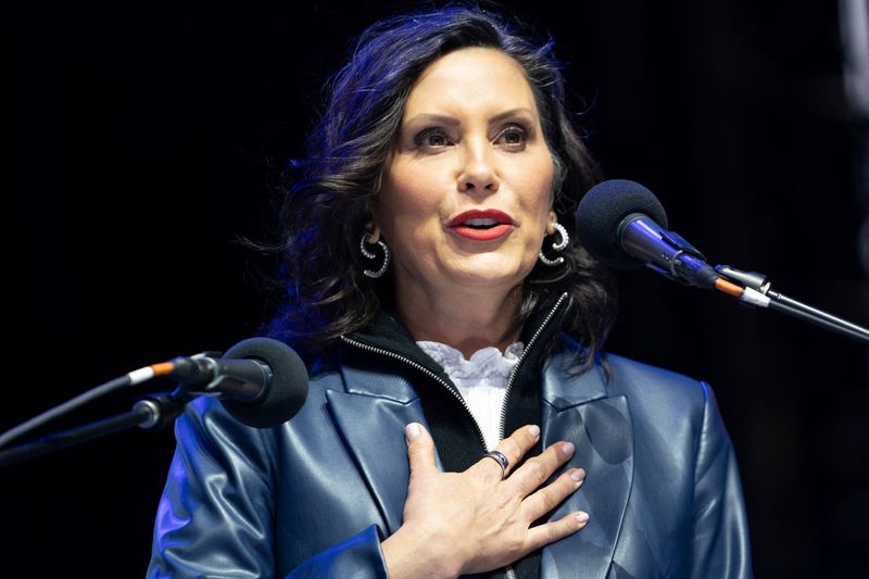 © Reuters. FILE PHOTO: Michigan Governor Gretchen Whitmer speaks at an event at Nationals Park in Washington, U.S., November 10, 2024. REUTERS/Nathan Howard/File Photo