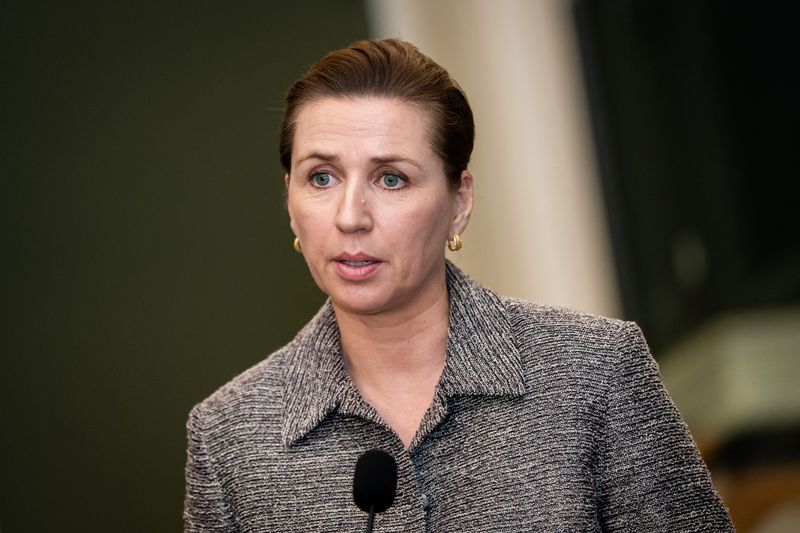 © Reuters. File photo: Danish Prime Minister Mette Frederiksen speaks to the media after a meeting with party leaders on Greenland at the prime minister's office in Christiansborg, Copenhagen, Denmark, January 9, 2025. Ritzau Scanpix/Emil Nicolai Helms/REUTERS via File.