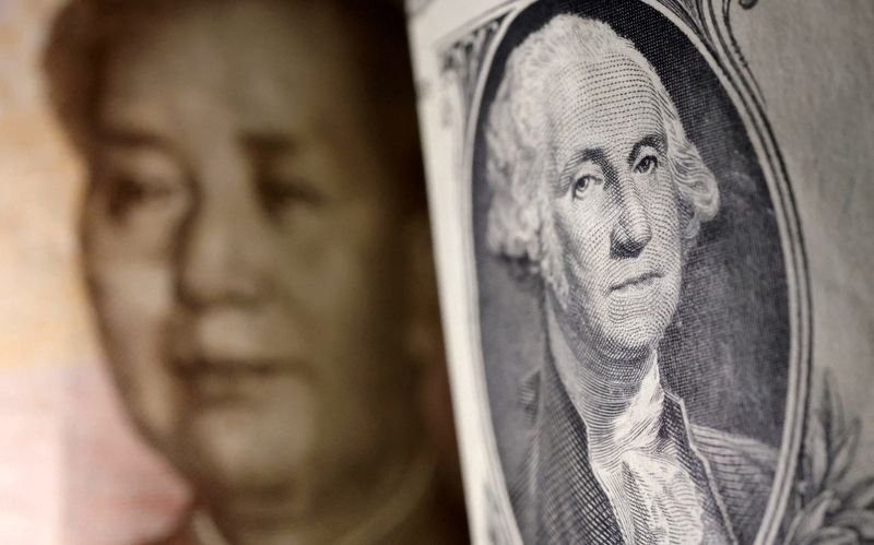 &copy; Reuters. FILE PHOTO: U.S. Dollar and Chinese Yuan banknotes are seen in this illustration taken January 30, 2023. REUTERS/Dado Ruvic/Illustration/File Photo