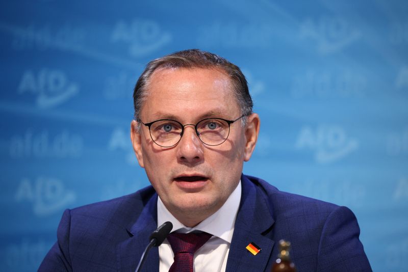 &copy; Reuters. FILE PHOTO: Germany's Alternative for Germany (AfD) party co-leader Tino Chrupalla attends a press conference after the Brandenburg elections in Berlin, Germany, September 23, 2024. REUTERS/Liesa Johannssen/File Photo