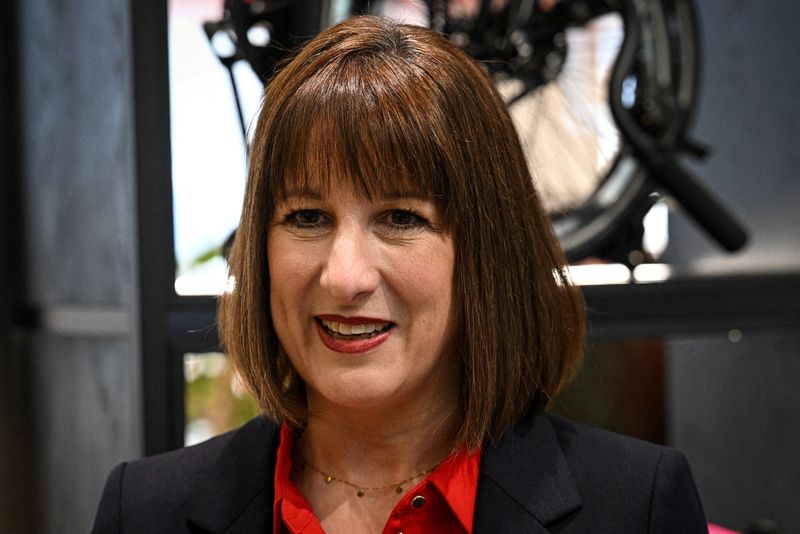 &copy; Reuters. FILE PHOTO: Britain's Chancellor of the Exchequer Rachel Reeves answers journalists’ questions at a Brompton flagship store in Beijing on January 11, 2025. Jade GAO/Pool via REUTERS/File Photo