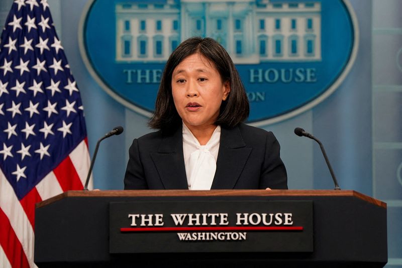 &copy; Reuters. FILE PHOTO: U.S. Trade Representative Katherine Tai speaks during a press briefing at the White House in Washington, U.S., May 14, 2024. REUTERS/Elizabeth Frantz/File Photo