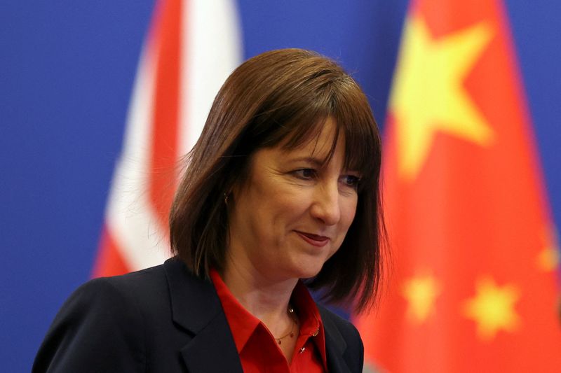 &copy; Reuters. FILE PHOTO: Britain's Chancellor of the Exchequer Rachel Reeves attends the UK-China Economic and Financial Dialogue, at the Diaoyutai State Guesthouse in Beijing, China January 11, 2025. REUTERS/Florence Lo/File Photo