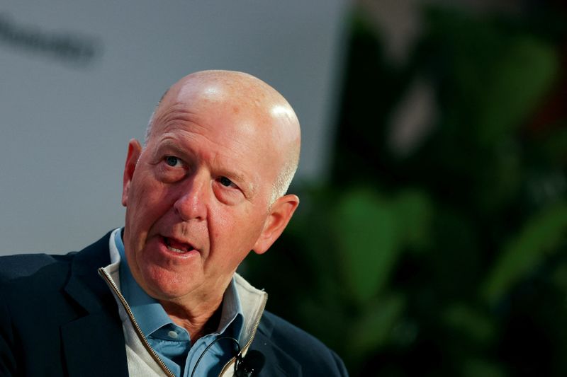 &copy; Reuters. FILE PHOTO: David Solomon, CEO of Goldman Sachs, speaks during the Reuters NEXT conference, in New York City, U.S., December 10, 2024. REUTERS/Mike Segar/File Photo