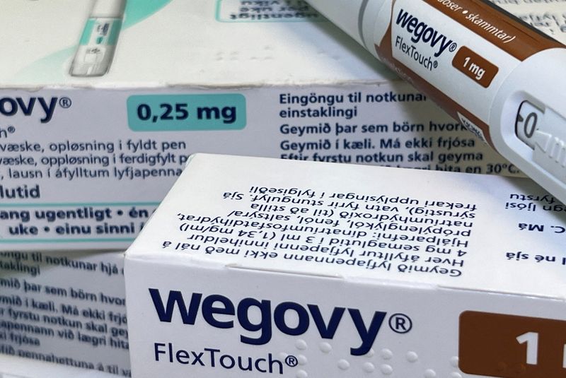 &copy; Reuters. FILE PHOTO: Injection pens and boxes of Novo Nordisk's weight-loss drug Wegovy are shown in this photo illustration in Oslo, Norway, November 21, 2023. REUTERS/Victoria Klesty/Illustration/File Photo