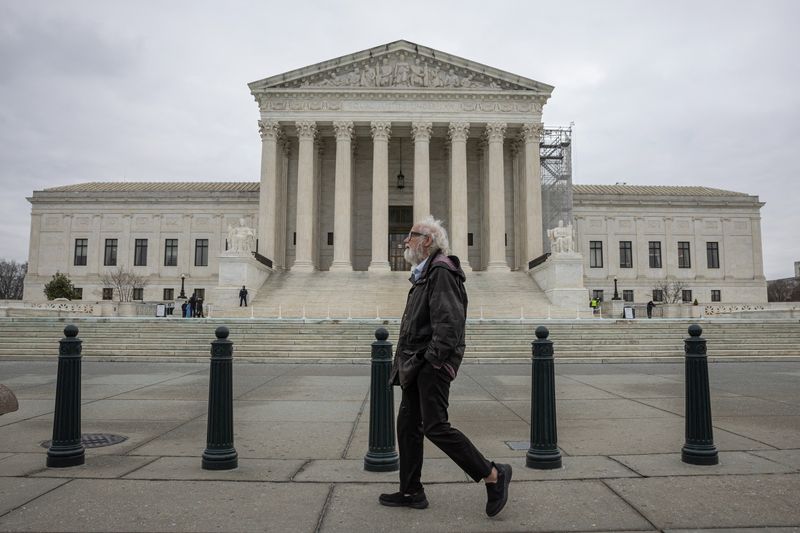 &copy; Reuters. A man walks past the U.S. Supreme Court in Washington, U.S., January 17, 2025. REUTERS/Marko Djurica