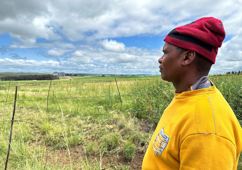 © Reuters. Shadrack Maseko, whose family has been living on Meyerskop farm for three generations. Free State province, South Africa, February 9, 2025. REUTERS/Thando Hlophe