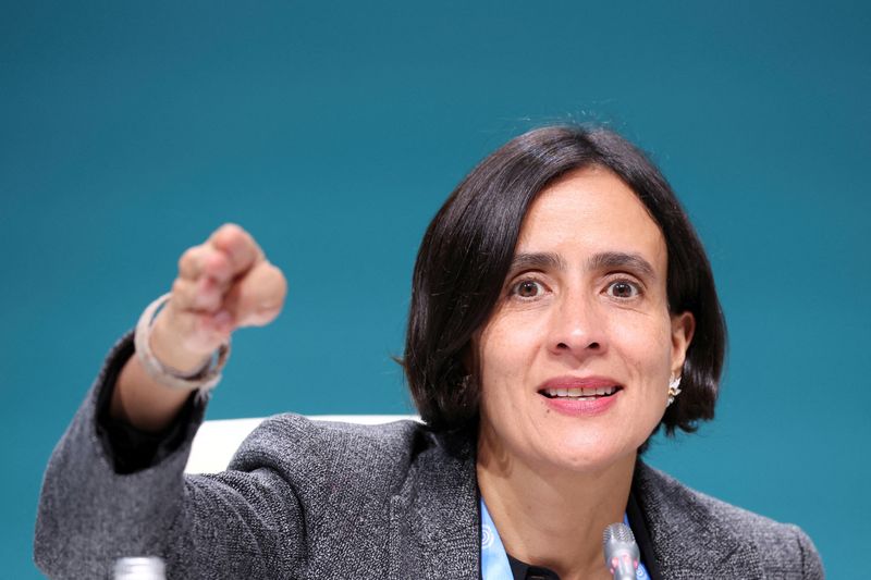 &copy; Reuters. Ministra do Meio Ambiente da Colômbia, Susana Muhamad, durante coletiva de imprensa na COP29, em Baku, no Azerbaijãon21/11/2024nREUTERS/Murad Sezer