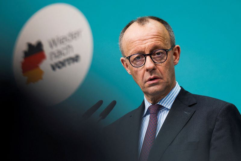 &copy; Reuters. Provável próximo chanceler da Alemanha, Friedrich Merz, em Berlimn03/03/2025nREUTERS/Axel Schmidt