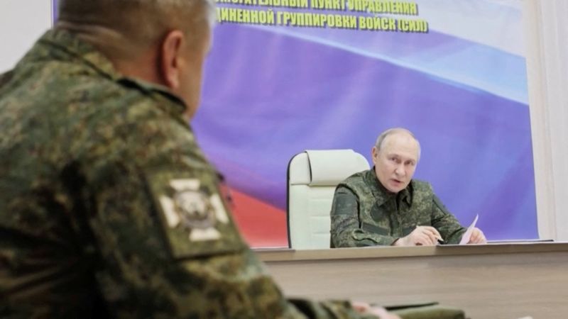 &copy; Reuters. Presidente russo Vladimir Putin na região de Kurskn 12/3/2025  Reuters TV via REUTERS