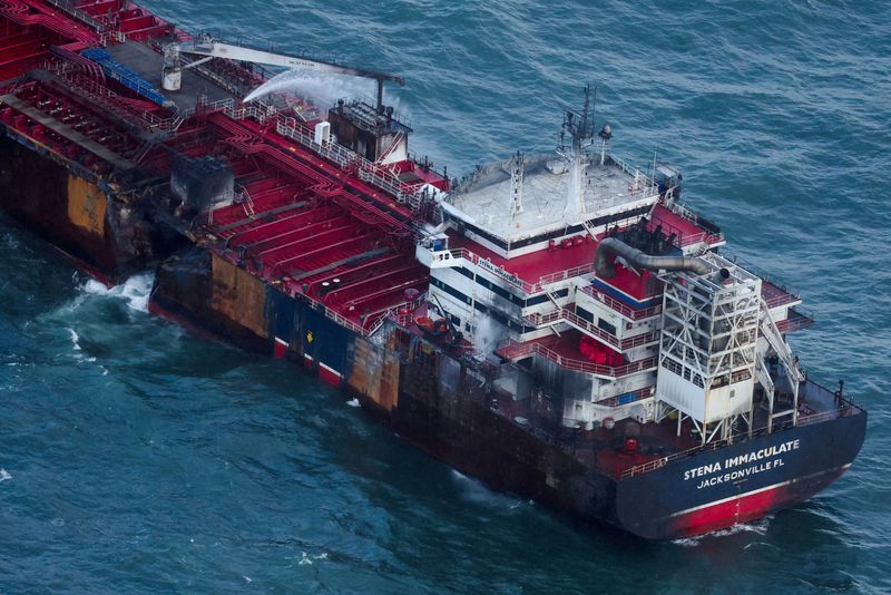 Only one tank containing jet fuel damaged in ship crash off Britain