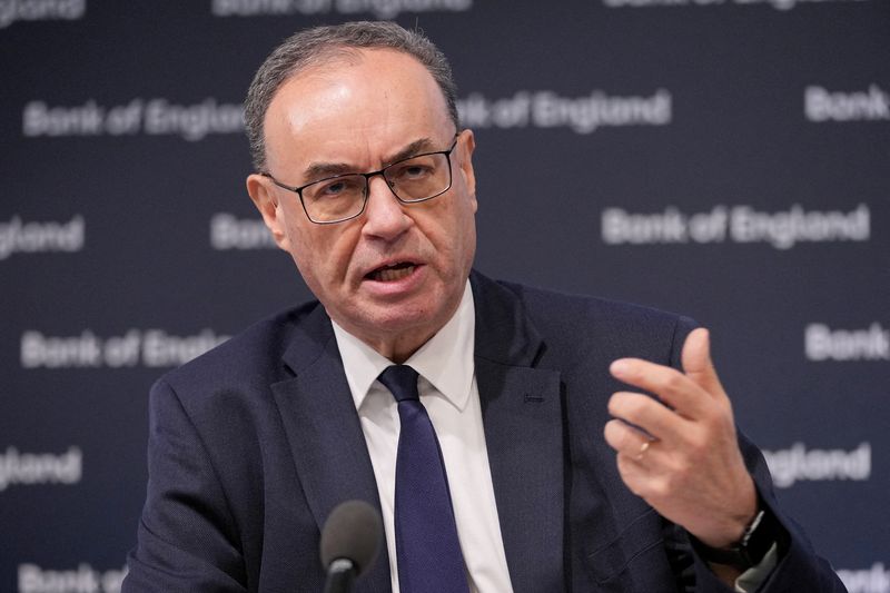&copy; Reuters. Presidente do Banco da Inglaterra, Andrew Bailey, durante coletiva de imprensa, em Londresn06/02/2025nKin Cheung/Pool via REUTERS