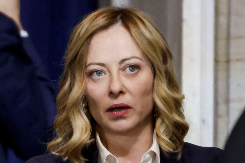 &copy; Reuters. La premier Giorgia Meloni partecipa all’insediamento di Donald Trump come presidente degli Stati Uniti nella rotonda del Campidoglio degli Stati Uniti a Washington, DC, USA, 20 gennaio 2025. SHAWN THEW/POOL/Pool via REUTERS