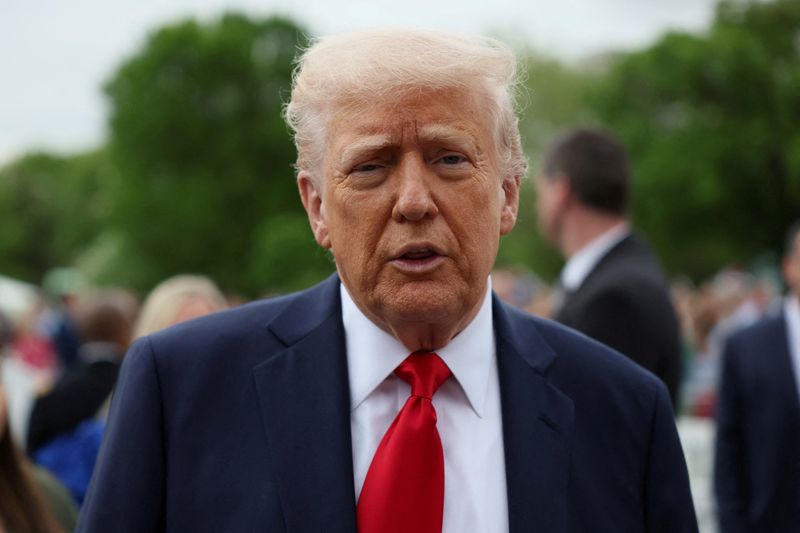 &copy; Reuters. U.S. President Donald Trump attends the annual White House Easter Egg Roll, on the South Lawn of the White House in Washington, D.C., U.S., April 21, 2025. REUTERS/Leah Millis