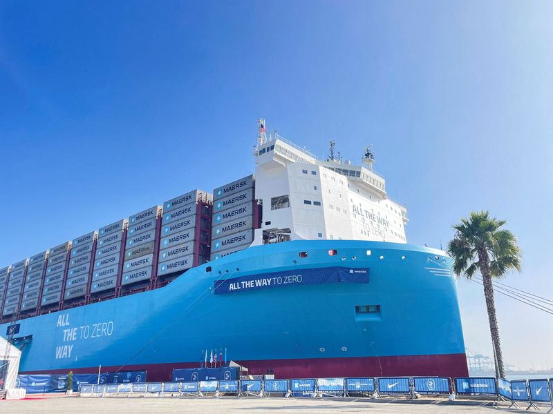 &copy; Reuters. Navio da Maersk movido a metanol verden27/08/2024nLisa Baertlein/Reuters/Arquivo