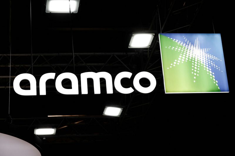 &copy; Reuters. Logo da Aramco, da Arábia Sauditan01/02/2024nBenoit Tessier/Reuters/Arquivo